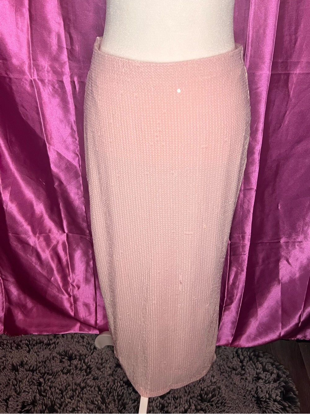 Baby Pink Sequin Maxi Skirt